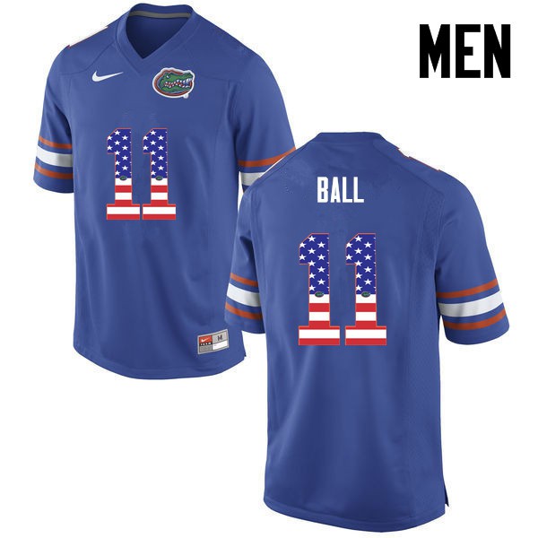 Florida Gators Men #11 Neiron Ball College Football Jersey USA Flag Fashion Blue